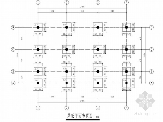 古建文殊殿建筑结构全套施工图-基础平面布置定位图 