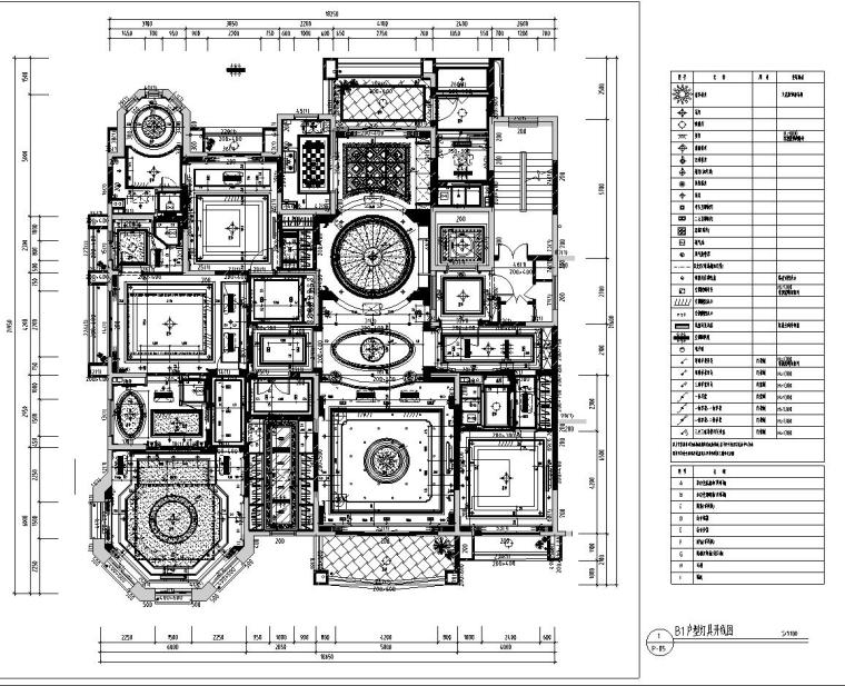 [陕西]西安曲池东岸样板间B1户型室内施工图设计（CAD+实景图）-灯具开线图