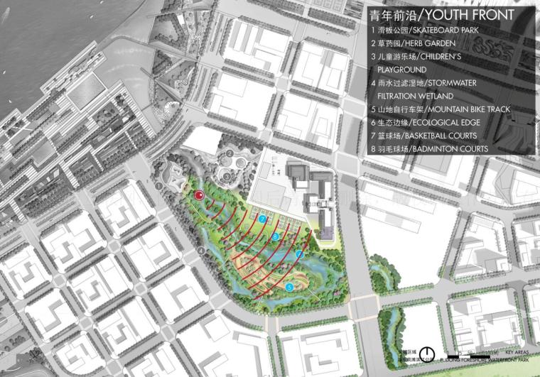 [上海]前城浦南之心景观设计文本（包含JPG+92页）-分区平面图