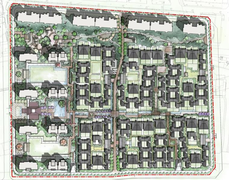 [江苏]苏州联排别墅居住区建筑方案文本（PPT+73页）-总平面图