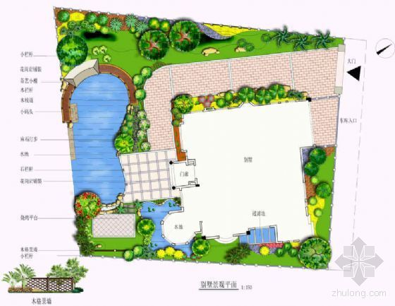 庭院景观改造方案资料下载-某别墅庭院景观设计平面方案