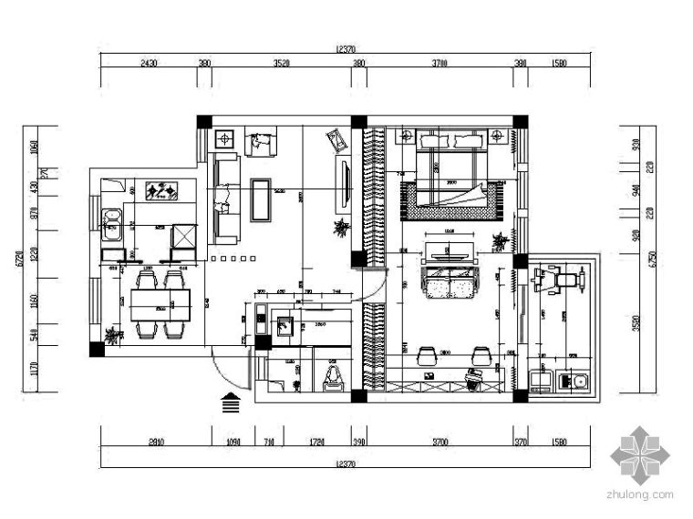 一居室结构图资料下载-现代一居室装修图