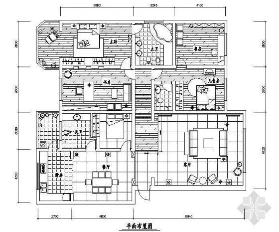 一房一厅住宅平面图资料下载-特大的三室一厅