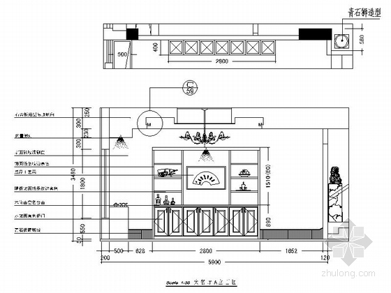 某精品特色三层中式别墅装修图（含效果）-大餐厅立面图