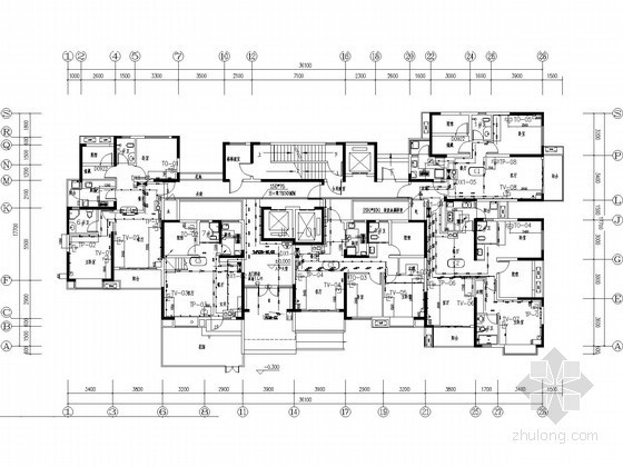 [湖南]大型住宅小区全套弱电图纸（含点位表、图纸会审记录）-大型住宅小区8#一层弱电平面图 