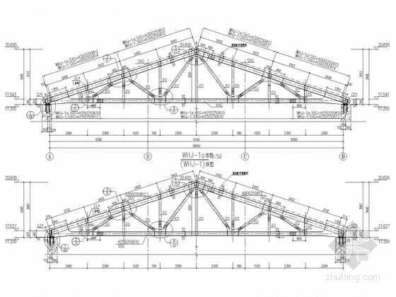 三角屋顶钢结构亭子施工图资料下载-三角形钢桁架仓库施工图