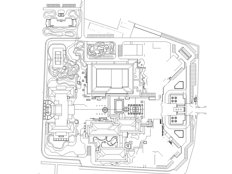 小区景观总平面cad景观资料下载-[江苏]吴江宾馆二期中式酒店景观平面CAD施工图