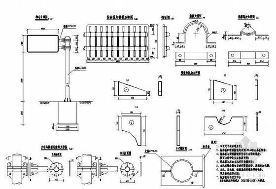 标志单悬臂资料下载-城市III级主干道单悬臂标志结构节点详图设计