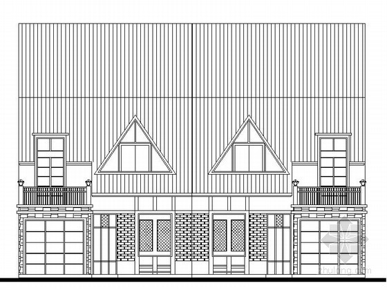 150平方米双拼别墅资料下载-某二层双拼度假别墅建筑方案图（256平方米）