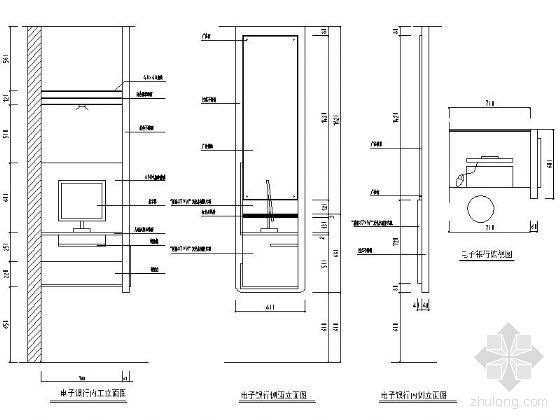 电子壁炉CAD立面资料下载-电子银行立面图