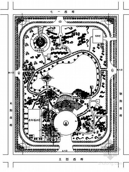 公园小型茶室设计总图资料下载-街区附属公园景观规划总图