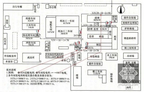 电气识图基础讲解PPT142页（附图多案例分析含习题）-柴油机厂供电总平面图