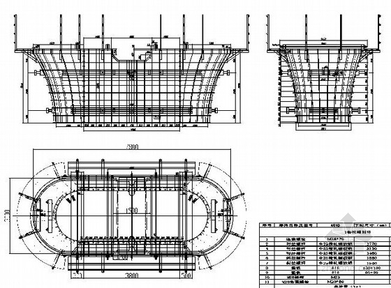 桥梁柱墩模板CAD图资料下载-客运线桥梁园端实体墩方案图(2m等截面）