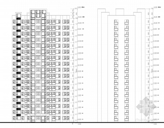 [四川]现代风格高层保障性住宅区规划设计方案文本（含CAD）-现代风格高层保障性住宅区规划立面图