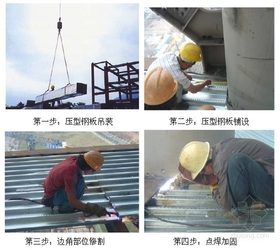 钢板施工工艺施工图资料下载-闭口型压型钢板组合楼板施工工艺（图）