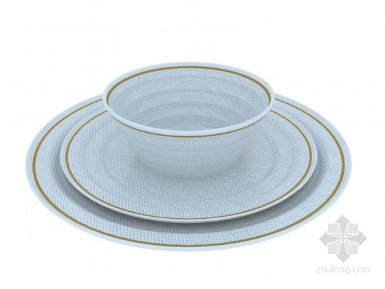 餐具3D模型资料下载-白色餐具3D模型下载