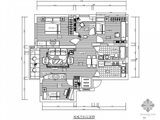 三居室的施工计划资料下载-三居室设计施工图