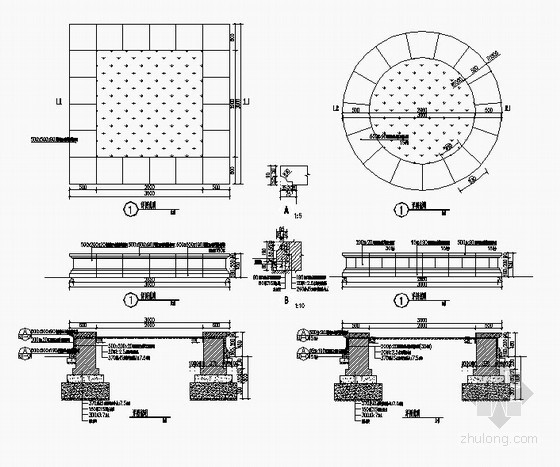 圆形树池及座凳施工大样资料下载-两种树池样式节点大样图