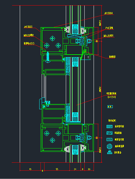 83款玻璃幕墙设计节点大样剖面详图_11