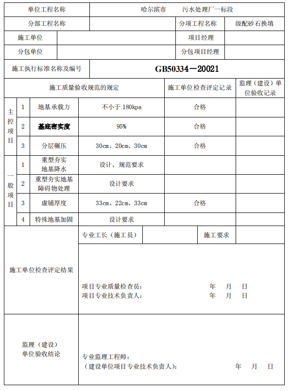 [广东]公路工程监理质量验收记录统一用表(全套)-人工地基分项工程质量验收