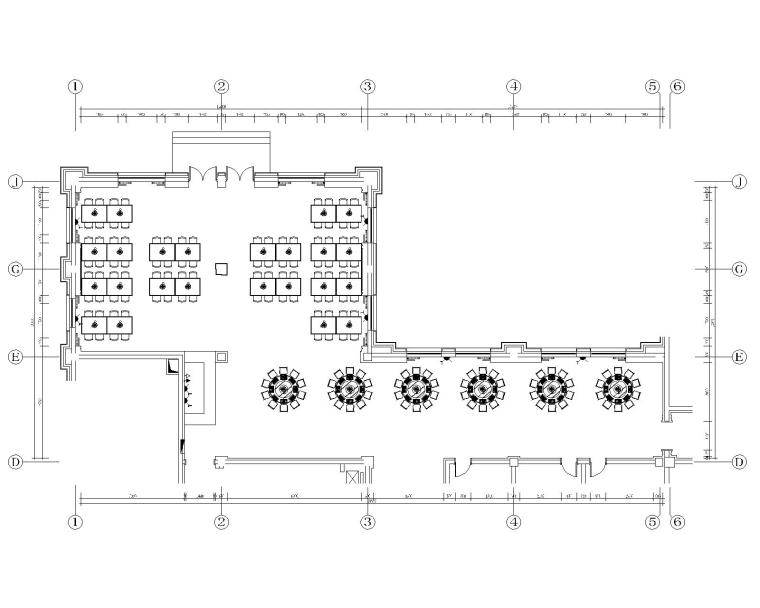 [黑龙江]现代--日月峡旅游度假服务区综合楼室内装修设计施工图（附效果图）-5一层大餐厅插座布置图