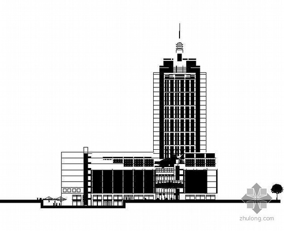 高层建筑办公楼效果图资料下载-[徐州]某二十六层大型购物广场及办公楼建筑方案图(含效果图)
