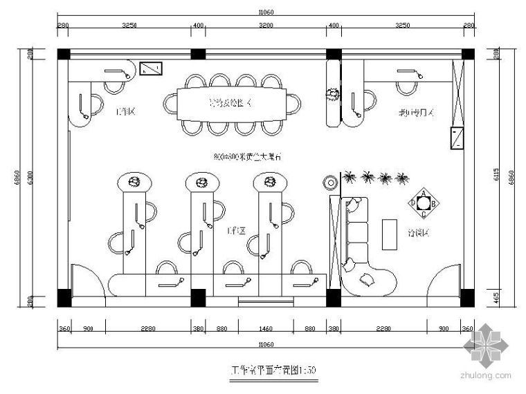 崔愷建筑设计工作室资料下载-[湖南]某设计工作室装修图