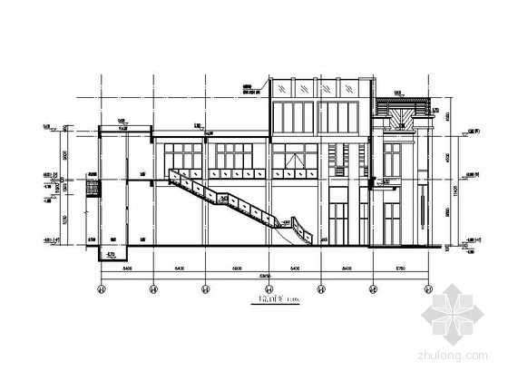 [福建]两层artdeco风格会所建筑施工图-两层artdeco风格会所建筑剖面图 