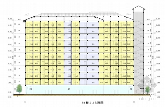 [广东]城市生态养老服务中心（敬老院）设计方案文本（含CAD）-城市生态养老服务中心剖面图