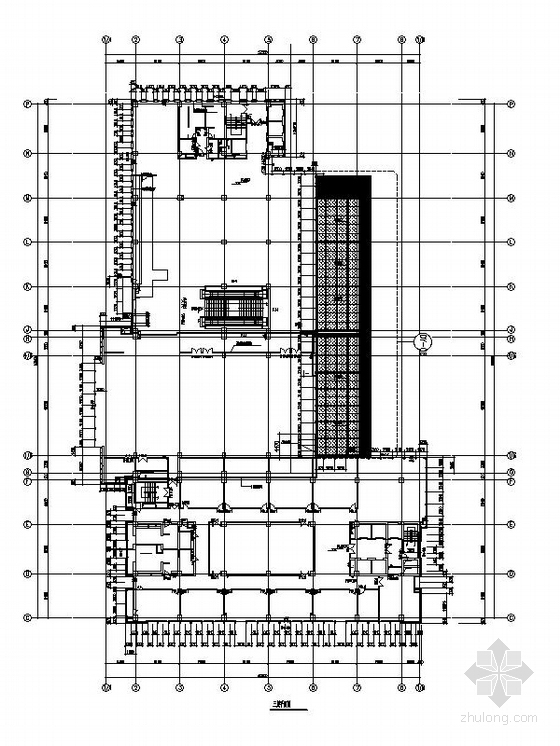 [上海]高层现代风格办公楼建筑幕墙工程施工图-高层现代风格幕墙装饰研究院建筑平面图