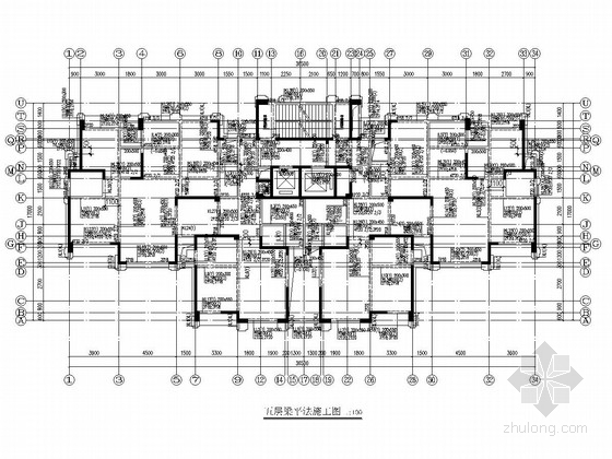 [30万平]32层剪力墙结构商住楼结构施工图（含幼儿园）-1#楼梁平法施工图 
