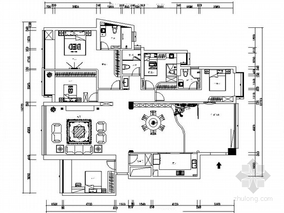 厦门室内设计效果图资料下载-[厦门]简欧五居室室内设计CAD施工图（含效果）