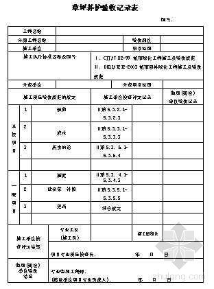 供暖验收记录资料下载-草坪养护验收记录表