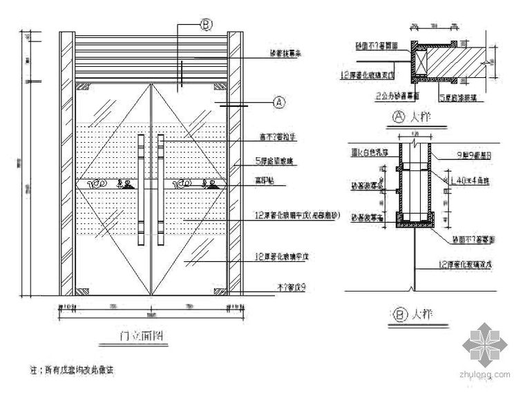 各种门cad详图资料下载-门装修详图