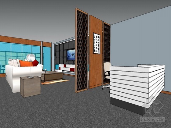 商业室内设计封面资料下载-商业住宅接待处室内设计sketchup模型下载