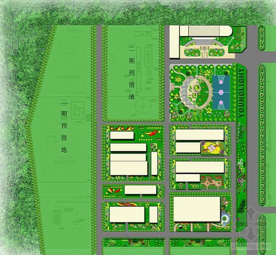 小镇总平面CAD资料下载-某厂区绿化设计总平面