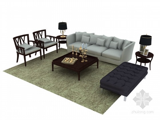 酒店休闲沙发组合资料下载-沙发组合3D模型下载