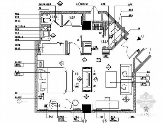室内设计展板模板现代简约资料下载-[重庆]现代简约酒店行政套房室内设计施工图