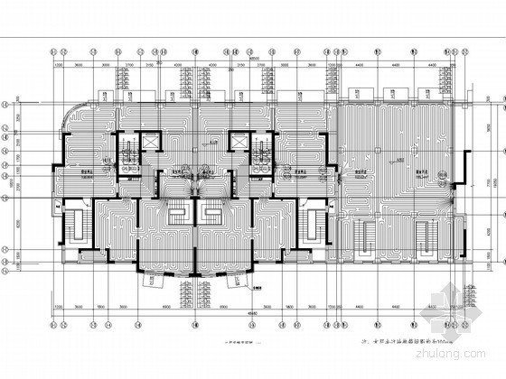 [辽宁]高层住宅小区采暖通风系统设计施工图（含地下设计）-二层采暖平面图 