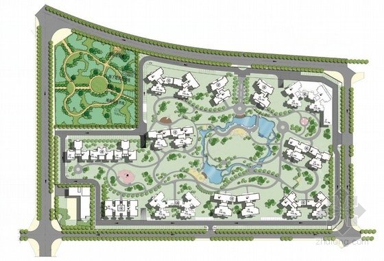 [海南]现代风格住宅区规划及单体设计方案文本(含CAD 216图纸)-住宅区总平面图 