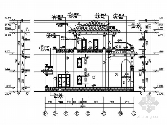 [江西]某三层双拼别墅建筑施工图-图6