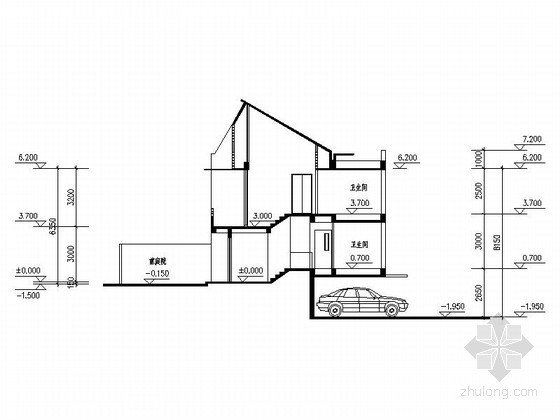 [深圳]某二层四联排徽式别墅（C型）建筑方案图- 