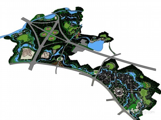 中式景观水池模型资料下载-中式建筑景观SketchUp模型下载