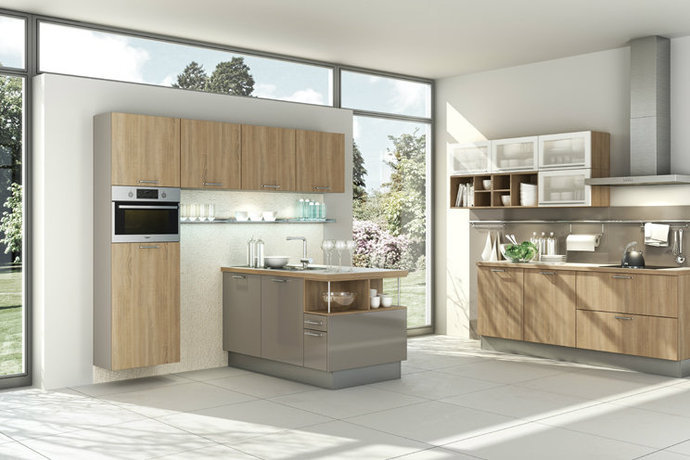 厨房吊柜设计效果图资料下载-木色简约厨房装修效果图