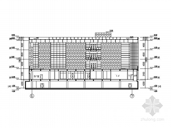  [广东]多功能现代化花园式综合文化中心建筑设计方案文本（含CAD）-多功能现代化花园式综合文化中心建筑立面图