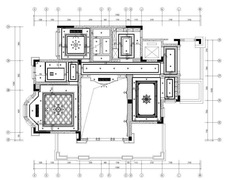 [江苏]南京大华锦绣华城香鸢美颂四居室样板房全套CAD施工图-43F天花造型图