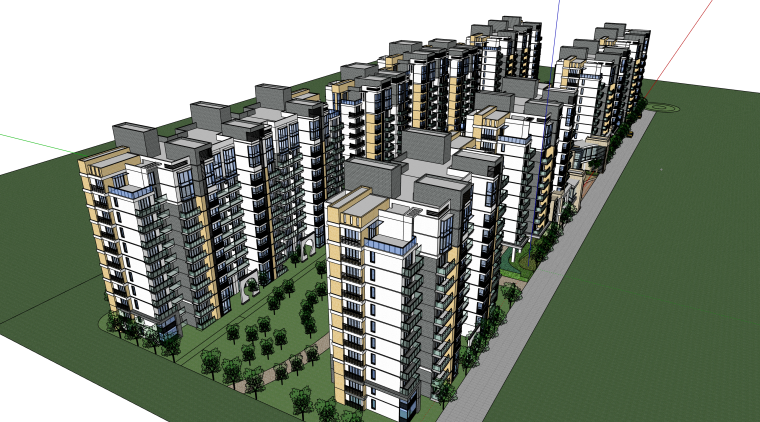 公寓小区建筑设计资料下载-现代多层小区建筑设计模型