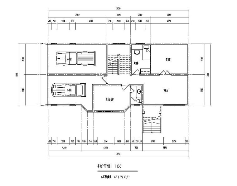 单家独院式别墅建筑设计（包含效果图+CAD）-平面图