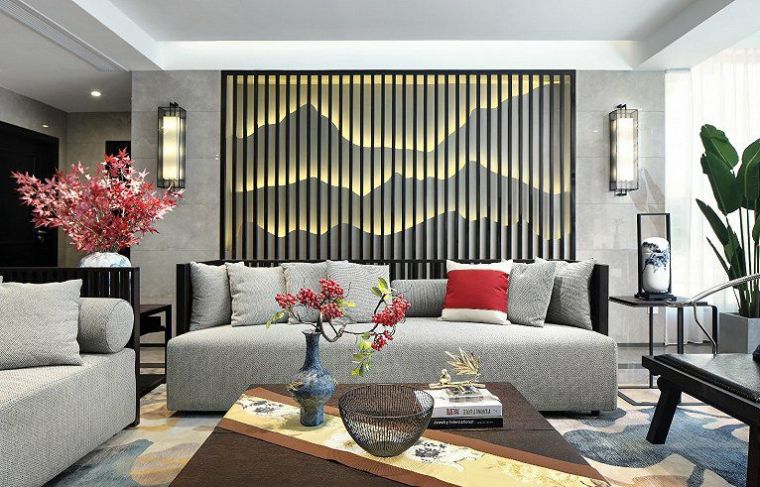 新中式沙发背景墙设计，美得像幅画！_17