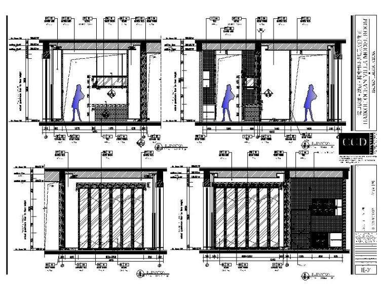 [海口]南加州风别墅精装样板间设计施工图（含效果图、软装方案）-[海口]南加州风别墅精装样板间设计立面图